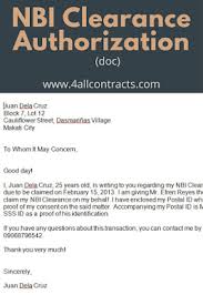 Nbi Clearance Authorization Sample Letter Doc In 2020 Rental Agreement Templates Room Rental Agreement Lettering