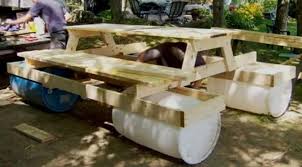Build An Awesome Floating Picnic Table In 2020 Floating Picnic Table Diy Picnic Table Picnic Table
