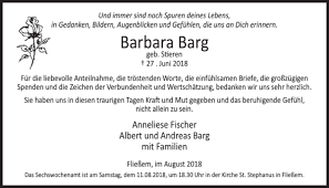 Traueranzeigen von Barbara Barg