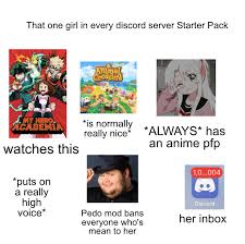 What kind of profile pictures do you guys have we have: That One Girl In Every Discord Server Starter Pack Starterpacks