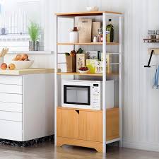 Max out your vertical storage by adding undershelf baskets. Kitchen Storage Cabinet Microwave Dishes Utensils 3 Shelf 4 Shelves Rack Buy At The Price Of 116 00 In Banggood Com Imall Com