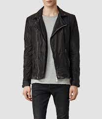 Allsaints Kushiro Leather Biker Jacket Mens Leather Jackets