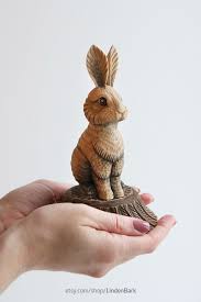 Wooden Rabbit Figurine Rabbit Lover Gift Wood Carving Art Etsy Rabbit Lovers Gifts Wood Carving Art Rabbit Sculpture