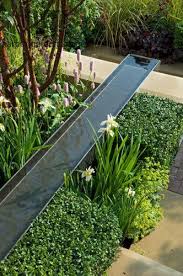 Harpur Garden Images Ltd 08mh336 Rill Water Feature Box Buxus Iris Prunus Stem Close Up Design Deta Water Features In The Garden Garden Design Garden Images