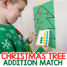 Most preschoolers should be able to name matching pairs of items and also to explain why those items go together. Christmas Tree Addition Match Activity Busy Toddler