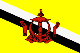 The flag of brunei has a centered emblem of brunei on a yellow field cut by black and white diagonal stripes (parallelograms at an angle). Flagge Brunei Darussalam Fahne Brunei Darussalam Brunei Darussalamflagge Brunei Darussalamfahne Bruneiische Fahne Bruneiische Flagge Bruneiische Flaggen Bruneiische Fahnen Nationalflagge Brunei Darussalam Nationalfahne
