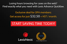Sign in to advance.lexis.com to proceed on to your account. A New Exclusive Partnership Between Opa And Lexisnexis Canada