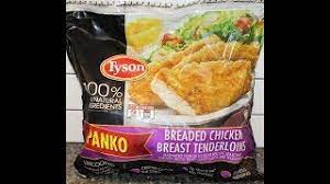 Protein 20g there are 210 calories in 4 oz (112 g) of tyson foods panko breaded chicken breast tenderloins. Tyson Panko Breaded Chicken Breast Tenderloins Review Youtube