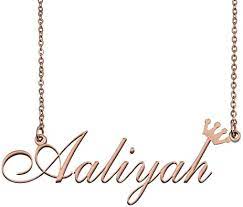 Amazon Com Dancing Wolf Rose Gold Aaliyah Name Crown Pendant Necklace Personalized Customized Name Necklace Stainless Steel Jewelry Valentine Gifts Jewelry