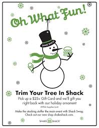 Once you have earned enough points. Trim Your Tree In Shack Get A 25 Shake Shack Gift Card And We Ll Gift You Right Back With A Custom Made Wooden S Wellness Gifts Holiday Ornaments Shake Shack