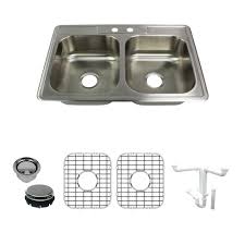 hole 50/50 double bowl kitchen sink