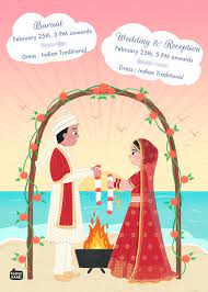 Custom Illustrated Wedding Invite 33 Wedding Weddinginvite Cus Illustrated Wedding Invitations Wedding Card Design Indian Caricature Wedding Invitations
