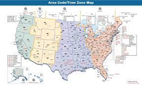 The United States Time Zone Map Large Printable Colorful Details And With Area Code Whatsanswer Time Zone Map Time Zones Us Area Codes