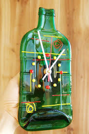 Wall Clock Recycled Bottle Home Decor Melted Green Wine Bottle Clock These Lovely Clock One Of A Kind Up Recycled Wine Bottles Recycled Bottle Bottle Crafts