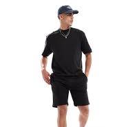 Brave Soul cotton blend t-shirt and shorts matching set in black