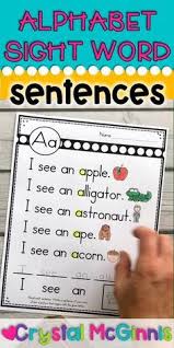 Alphabet Simple Sentences With Sight Words Read Highlight Write Draw In 2020 Sight Words Kindergarten Preschool Sight Words Guided Reading Kindergarten