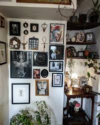 Do you like to decorate your house with pagan type stuff whether it be a wall hanging, windchimes, bedspread, lightswitch. Gallery Wall Goth Home Decor Gothic Room Goth Home
