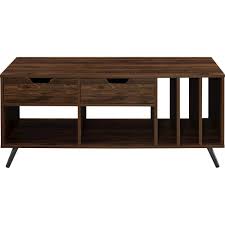 The euro style morty coffee table boasts a unique design that accentuates your individualistic taste. Walker Edison Molly Rectangular Mid Century Modern Mdf 2 Drawer Coffee Table Dark Walnut Birch Bbf44mol2drdw Best Buy
