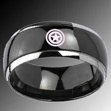Captain American Wedding Ring 8mm Titanium Captain America Black Ip Dome Silver Edges R Captain America Wedding Navy Blue And Gold Wedding Superhero Wedding