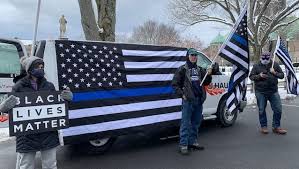 Some townspeople had confused the flag with the genuine thin blue line flag. Blm And Thin Blue Line Flag Face Off Peacefully On The Taunton Green