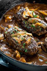 In large bowl, combine ground beef, worcestershire, parsley, garlic, salt and pepper; Salisbury Steak Recipe Jessica Gavin