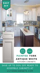 Kitchens with antique white cabinets can be matched with practically any color scheme. Lilyanncabinets York Antique White Painted Cabinets Is Made Of Birch Wood Its Glazed Kitchen Cabinets Antique White Kitchen Cabinets Clean Kitchen Cabinets