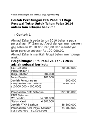 Contoh perhitungan pph pasal 4 (2) atas penghasilan dari persewaan tanah dan/atau bangunan yang dimaksud dengan pajak atas pembelian barang disini adalah pajak penghasilan (pph) pasal 22 sehubungan dengan pembayaran atas pembelian barang seperti komputer, meubeler, mobil. Contoh Perhitungan Pph Pasal 21 Bagi Pegawai Tetap