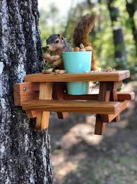 Squirrel Picnic Table Squirrel Feeder Outdoor Feeder Etsy In 2020 Squirrel Feeder Squirrel Feeder Diy Diy Bird Feeder