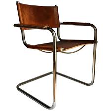 1950's vtg atomic interior wood. Mid Century Modern Cantilevered Chrome And Cognac Leather Sling Armchair At 1stdibs