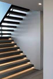 Res4 Modern Stair Design With Open Treads And Linear Lights Stairs Design Stairway Design Staircase Lighting Ideas