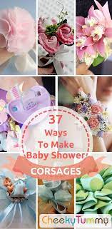 I love seeing all the different themes for showers now, they have gotten so creative. 37 Inspiring Baby Shower Corsages Snugglejug Baby Shower Corsage Baby Shower Coursage Baby Shower Sash