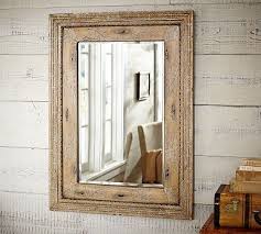 Sabella Painted Mirror Pottery Barn White Washed Wood With Rustic Mirror For Guest Bath Mirror Painting Round Wood Mirror Wood Mirror