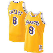 Shop los angeles lakers jerseys in official swingman and lakers city edition styles at fansedge. Men S Mitchell Ness Kobe Bryant Gold Los Angeles Lakers 1996 97 Hardwood Classics Authentic Player Jersey