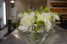 Just Spider Mums And Filler Color Options Are Lavender Yellow And White 12 95 With Vase Re Flower Centerpieces Babys Breath Centerpiece Wedding Flowers