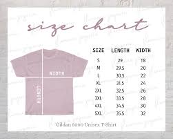 Gildan 5000 T Shirt Size Chart Unisex Heavy Cotton Tee Size Chart Downloadable Printable Womens Size Chart In 2020 Size Chart Shirt Size Womens Size Chart