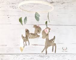 Baby Mobile Baby Girl Mobile Deer Baby Mobile Blush Pink Fawn Baby Mobile Gold Nursery Decor Farm Deer Nursery Woodland Nursery Girl Baby Mobile Girl