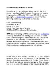 If that's the case, you have come to the right place! Exterminating Company In Miami By Top Exterminators In New York Issuu