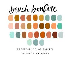 Beach Bonfire Procreate Color Palette Instant Etsy Color Swatches Brand Color Palette Beach Color Palettes