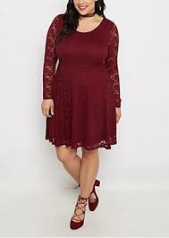 Plus Burgundy Lace Long Sleeve Skater Dress Rue21 Long Sleeve Skater Dress Dresses Maxi Dress With Sleeves