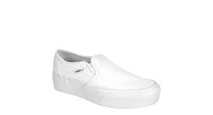 Rubbing the shoes with a cloth dampened with water and mild soap might lighten the yellow tint. White Vans Womens Asher Platform Slip On Sneaker Athletic Rack Room Shoes
