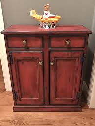 Cabinet Refinished With Annie Sloan Chalk Paint Napoleonic Blue As The First Coat Then Followed By Ble Annie Sloan Furniture Painted Furniture Red Chalk Paint