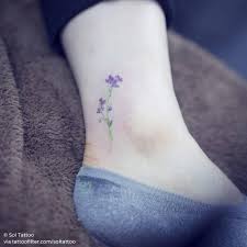 Watercolor Style Sweet Pea Flower Tattoo On The Ankle Cicek Dovmeleri Dovme Tattoo