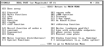 Options In Functions Menu