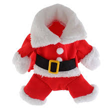Christmas Pet Santa Claus Suit Costumes Outfit For Small Dog Cat Puppy Jumpsuit Hoodies Clothes With Hat
