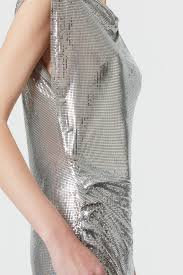 Elegant Silver Mesh Drape Dress Essentials Paco Rabanne
