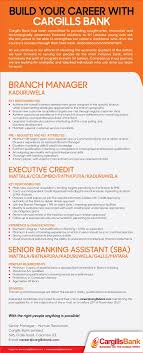 Can a branch manager of the psu bank force to sit in branch to a clerk until 7pm almost everyday in a week? Branch Manager Executive Credit Senior Banking Assistant At Cargills Bank