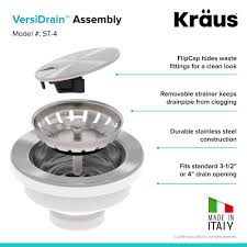It is the shallowest of the three drain assemblies kraus makes. Kraus St 4 Versidrain Assembly With Flipcap Qualitybath Com