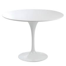 Made from engineered wood with solid wood veneers, each table is unique because of the natural variation found in wood. White Eero Saarinen Style Tulip Round Table Groovy Home