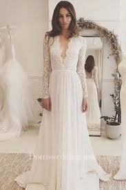 V Neck Long Sleeves Backless Ivory Chiffon Wedding Dress With Lace Wedding Dress Sleeves V Neck Wedding Dress Ivory Chiffon Wedding Dress