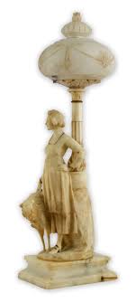Belle Epoque Italian Alabaster Lamp Featuring Woman And Hound Alabaster Lamp Belle Epoque Alabaster